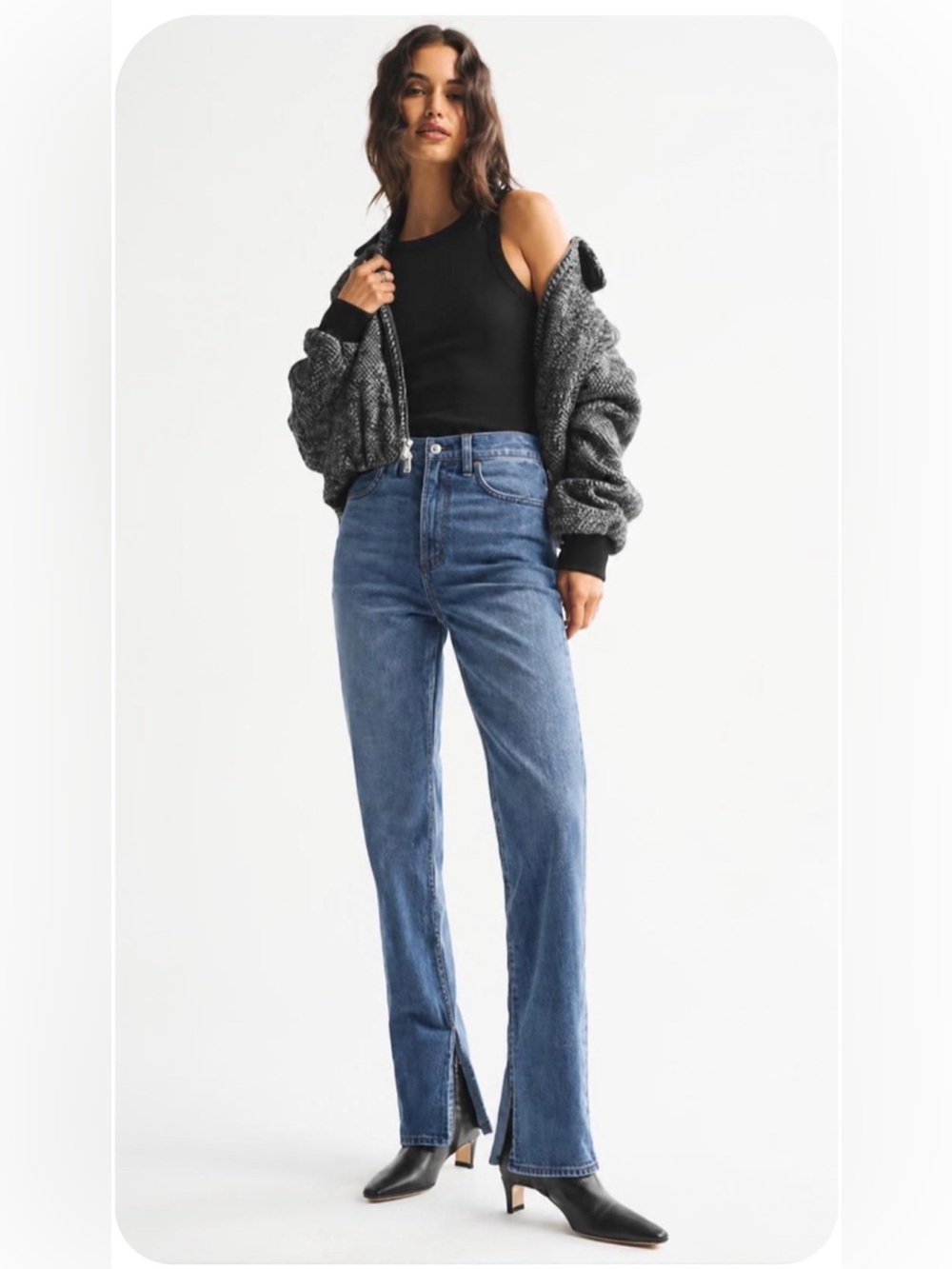 Abercrombie & Fitch High-Rise Split Bottom Medium Blue Jeans 30